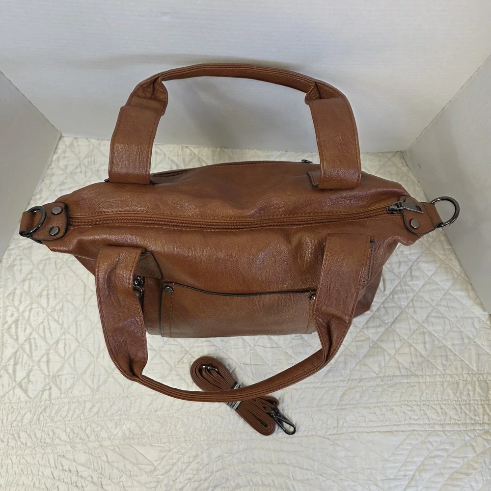Women Large Tote Shoulder Handbag Soft Faux Leather Satchel Bag Hobo Purse Brown